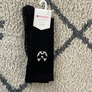 Pure Barre Black Pumpkin Face Grip Athletic Socks Long